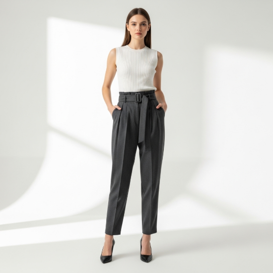 Mira Yüksek Bel Pensli Havuç Kesim Pantolon